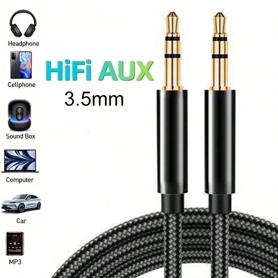 Cavo Aux intrecciato in nylon da 3,5 mm premium - Maschio a maschio, audio stereo Hi-Fi per cuffie, auto, casa audio, altoparlanti e accessori per cuffie tablet