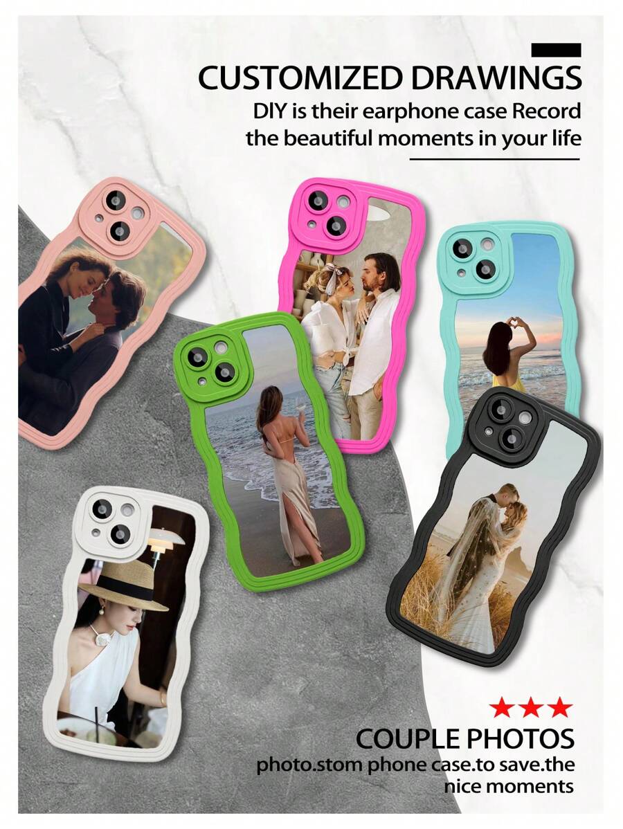1 Peça Capa de Telefone Personalizada com Padrão de Onda, Compatível com Apple iPhone 16, 15, 14, 13, 12, 11 Pro Max, Capa Protetora de Silicone com Proteção da Lente da Câmera, Design Personalizado