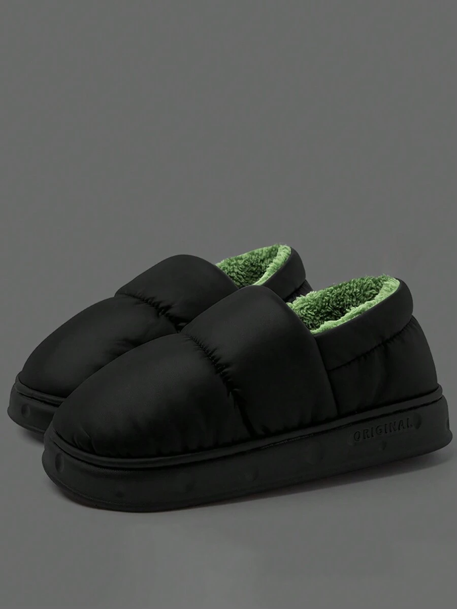 Pantuflas cálidas para otoño e invierno, pantuflas para el hogar con suela suave y acolchada cómodas para hombres, pantuflas suaves y esponjosas simples para parejas