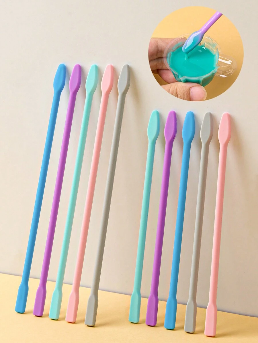 1 pièce Bâton mélangeur en silicone multicolore de 16 cm/20 cm, tige de réglage de la couleur, outil accessoire pour la réalisation de bijoux en résine époxy, distributeur de tasse coloré pour le DIY