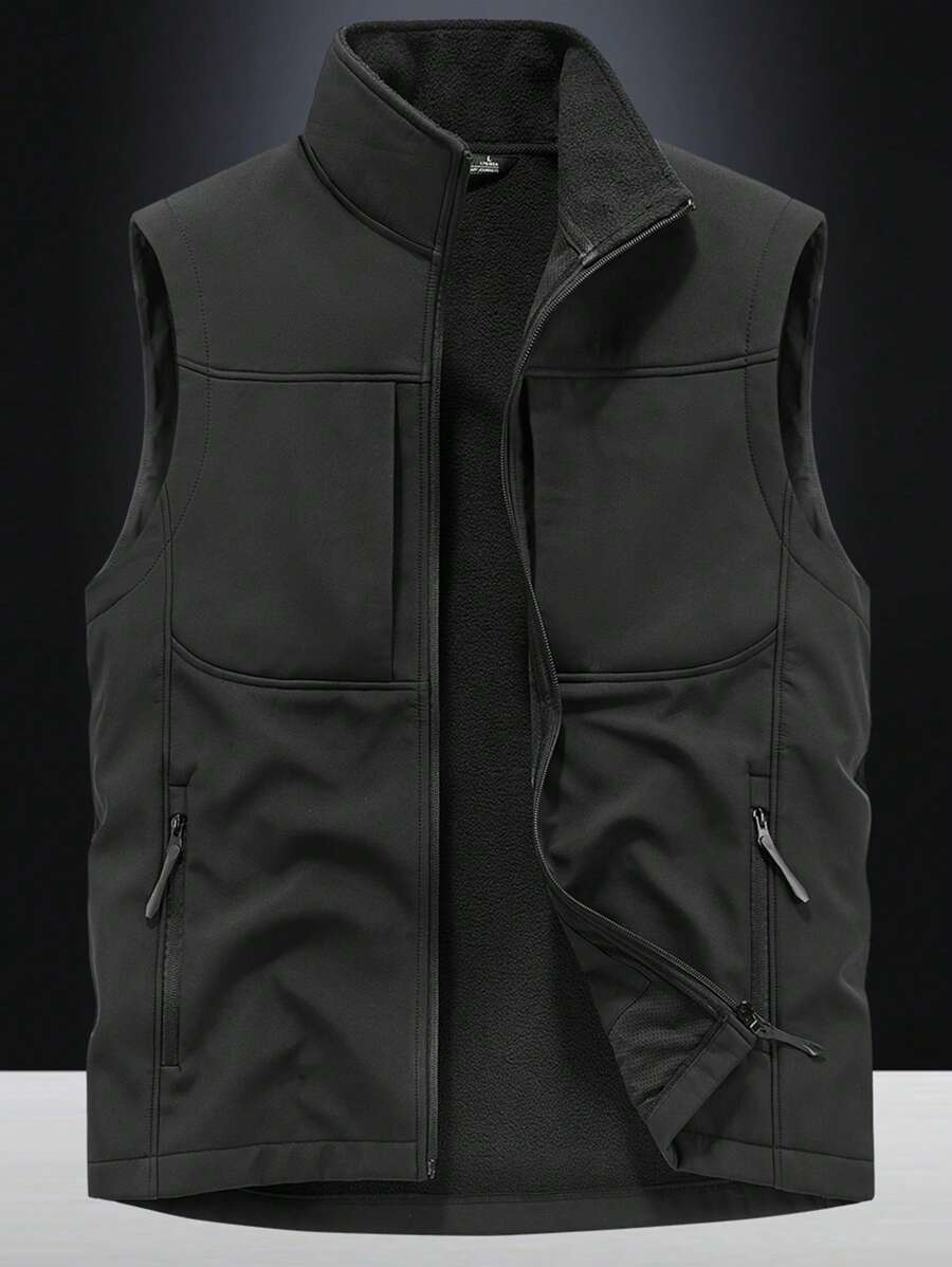 Men's Outdoor Casual Thermal Lined Softshell Vest, For Autumn/Winter