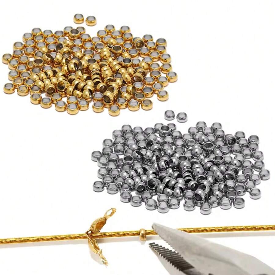 500 de bucăți din oțel inoxidabil mărgele cu bile de sertizare cu diametrul de 2/2,5/3mm margele distanțiere pentru dop pentru accesorii de fabricare de bijuterii DIY