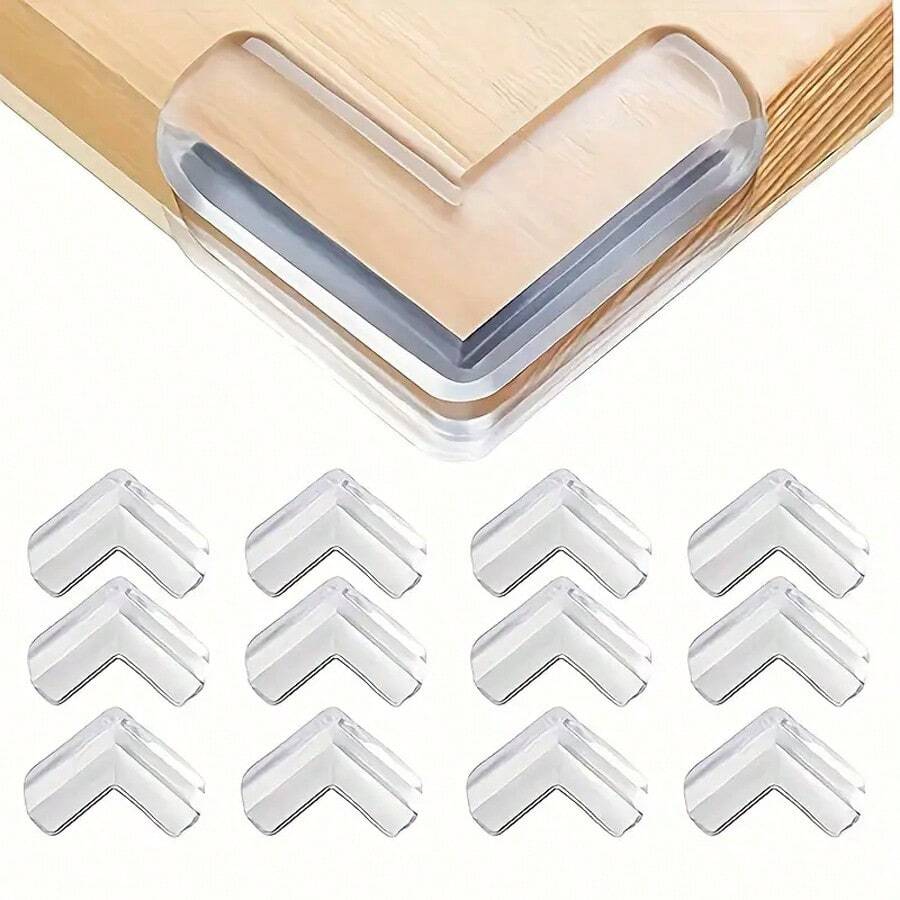 24/20/16/12/8/4 piezas Protectores de esquina transparentes de seguridad - Gel adhesivo alto para mesas, muebles y vitrinas de cristal - Decoraciones y regalos sin PVC para baby shower y familia