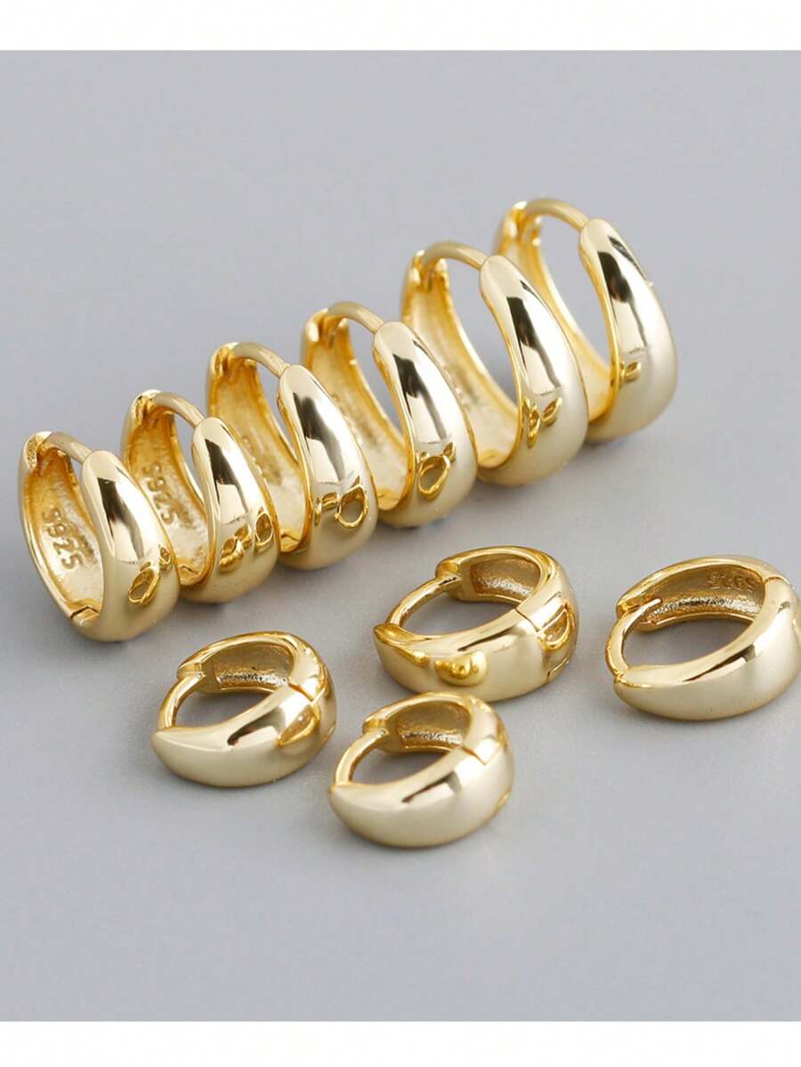 S925 Sterling Zilver Huggie Oorknopjes Sierlijk 14K Verguld Waterdrop Dikke kleine gouden hoepel oorbellen Trendy stapelbare sieraden Cadeaus voor vrouwen Meisjes Dagelijks gebruik