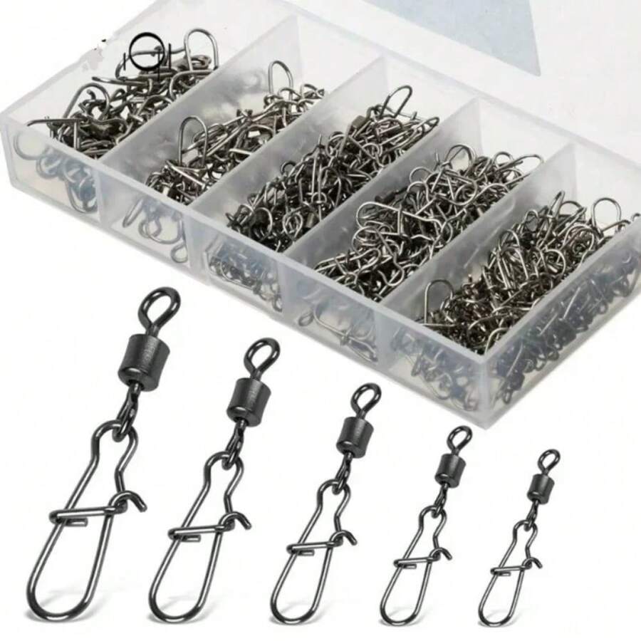 50pcs Fishing Swivel Clips - Available In Various Sizes (4#-12#), Ideal For Fishing, Provides Optimal Performance And Versatility