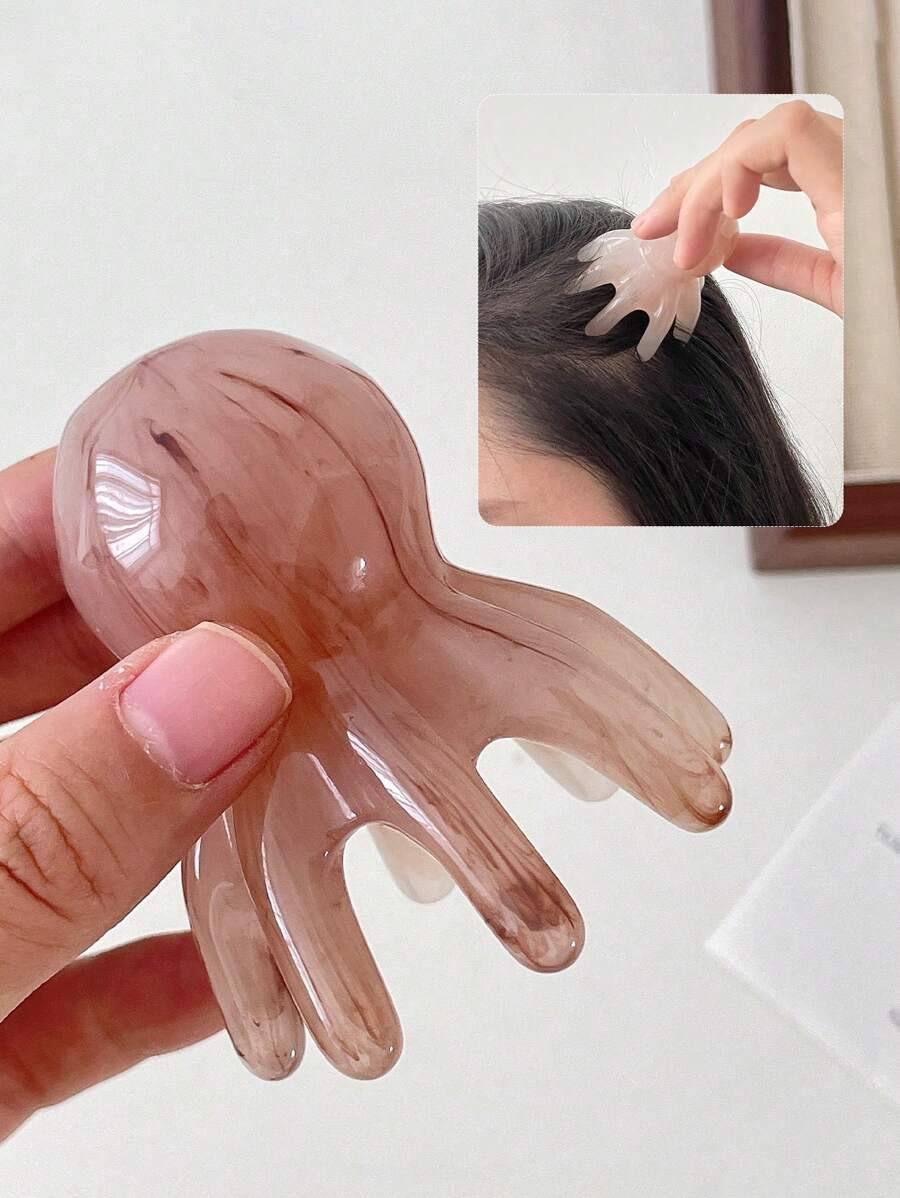 1pc Wide Tooth Massage Comb, Cute Octopus Shape Resin Material, Smooth Round Teeth Relaxing Scalp, 4 Color Options,Hair Brush,Comb,Hair Tools,Hair Products And Accessories For Barber Salon Beauty Travel Essentials