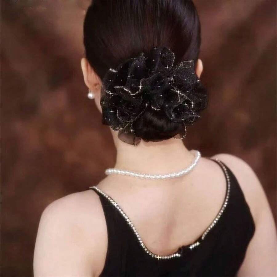 1 Stück funkelndes Design Scrunchie, elastisches Haargummi, hergestellt aus Mesh-Material Haarzubehör, stilvoller & eleganter Stylinghilfe für Frauen geeignet für festliche Anlässe, Valentinstag Valentins Haargummis, Pferdeschwanzhalter, Haargummis, Haargummibänder, Scrunchies, Haarseile