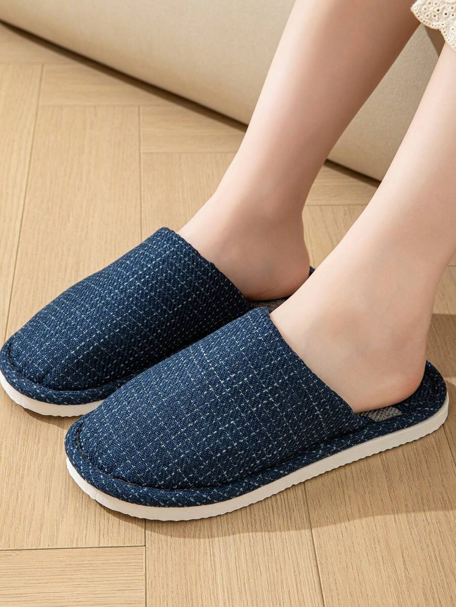Chinelos de Linho Antiderrapantes Femininos para Uso Interno, Versão Fina e Simples, Adequado para Todas as Estações, Outono, Inverno, Primavera e Verão