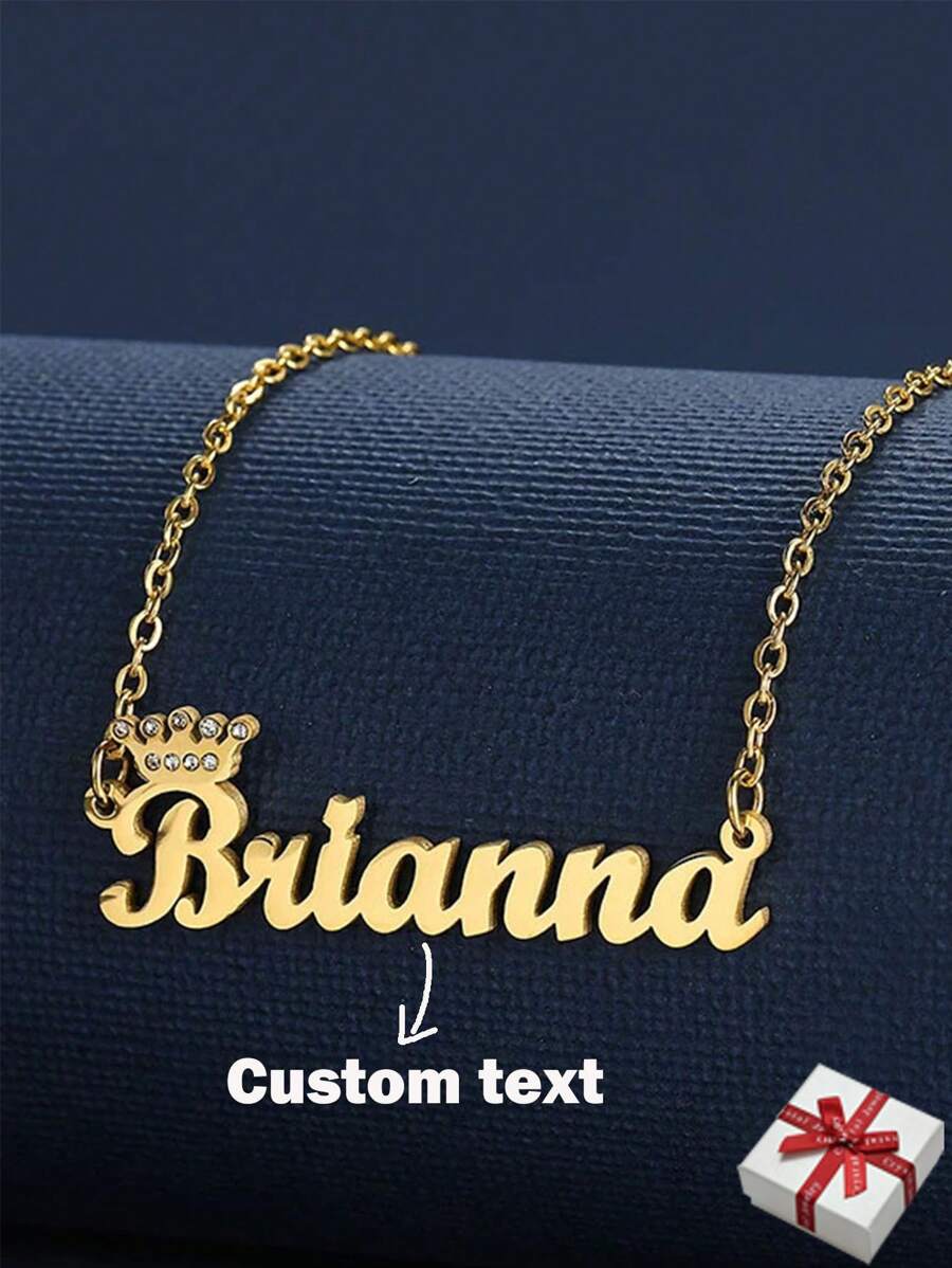 Collier pendentif personnalisé à la lettre en acier inoxydable avec couronne en zircone blanche, cadeau pour femmes et filles, collier avec nom personnalisé, mode automnale, vintage, sobre, décontracté, mignon sur mesure, personnalisé, cadeau idéal pour elle, petite amie, maman, famille, amis pour anniversaires, anniversaires, port quotidien, bal de promo, fête des mères, Saint-Valentin, remise des diplômes, mariages