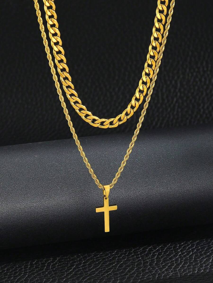 2 stuks tienerjongens eenvoudige kruishanger ketting geschikt kinderen trendy straatfeest sieraden voor dagelijkse decoratie