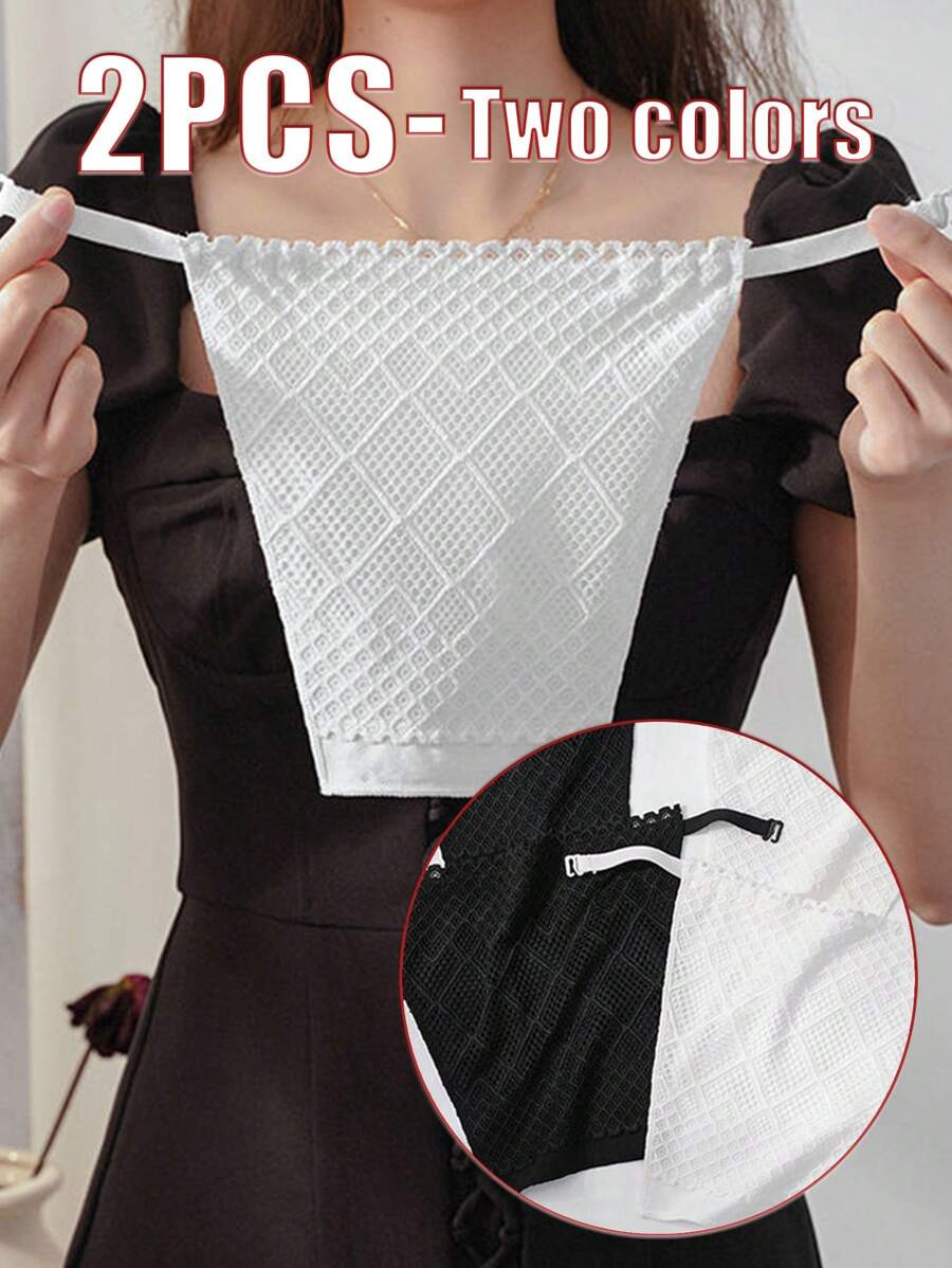 2 pièces/set Faux col en dentelle pour femmes, double couche, respirante, mode, couvre-poitrine amovible pour le port quotidien. 1 pièce faux col en dentelle d'été 1 pièce, couvrant la poitrine et anti-éblouissement, lingerie cache-poitrine pour femmes