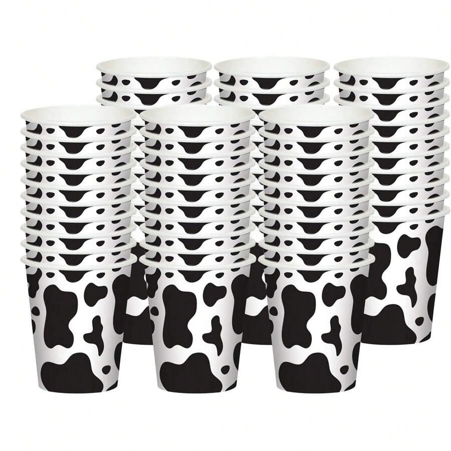 50/30/10PCS Cow Cup Disposable Paper Snack Cups 9 Oz Western Cowboy Cow Print Cups Cow Theme Party Decorations Thickened Espresso Cup For Birthday Party Favor Supplies Western,Cow Print,Country,Western Cow,Country Western,Themed Cups