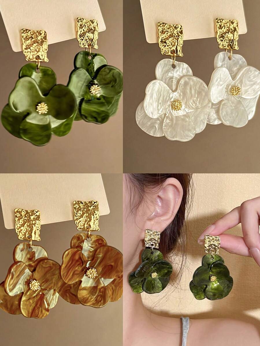 1 paire Boucles d'oreilles florales vintage uniques et de luxe pour femmes, convient pour les fêtes et les vacances