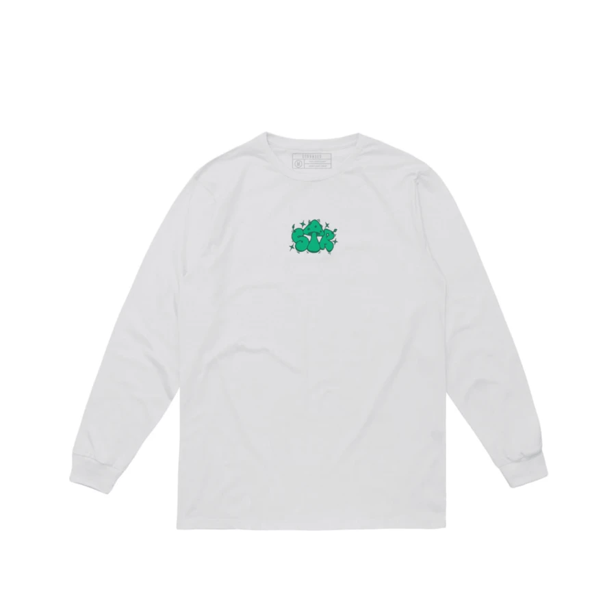 Camiseta Stranger Manga Longa Green Mushroom Branca