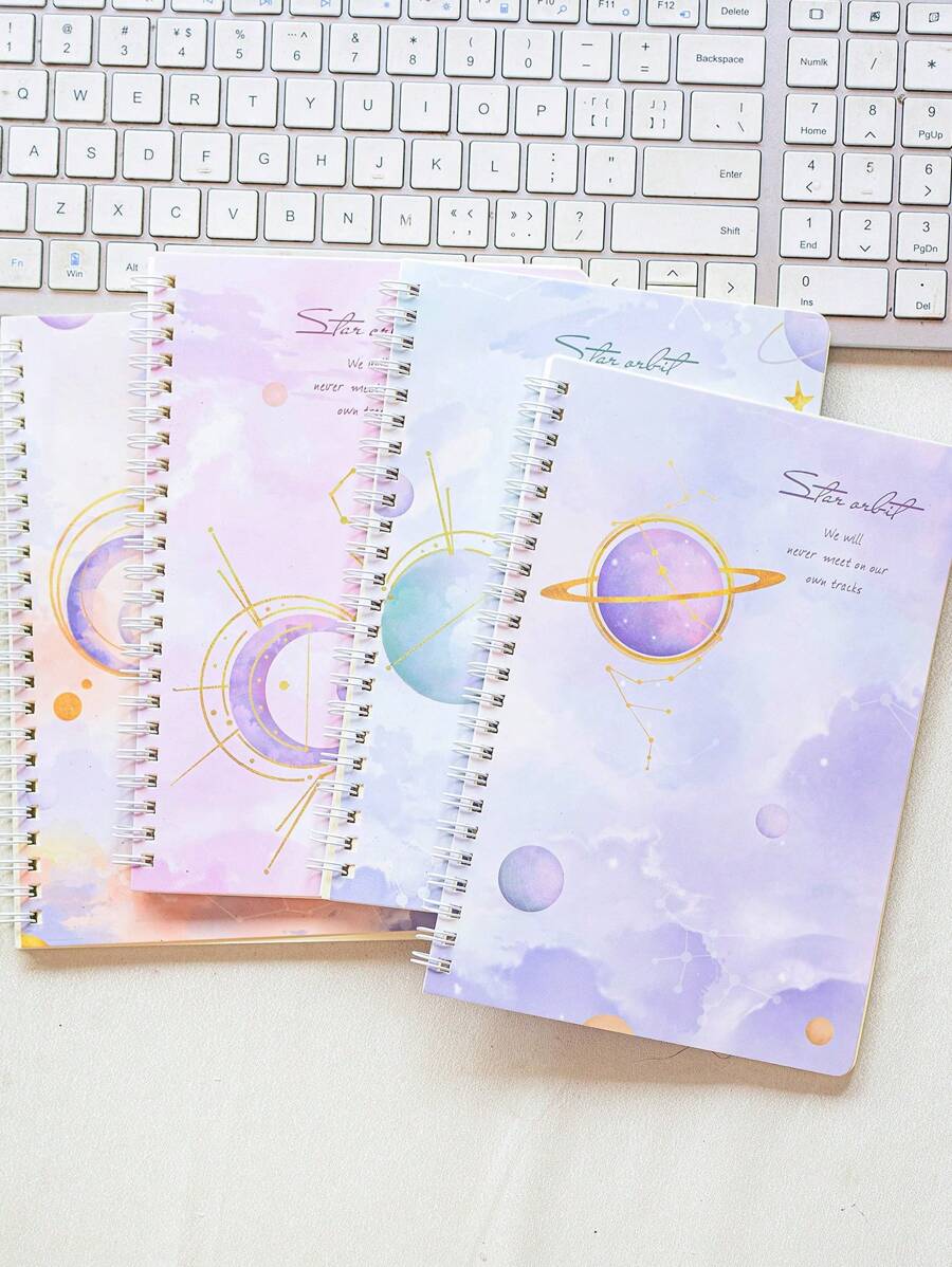 1pc A5 60 Pages Floral Design Spiral Notebook For Students, Thick Pages & Lined Inner Pages, Random Color Back To School