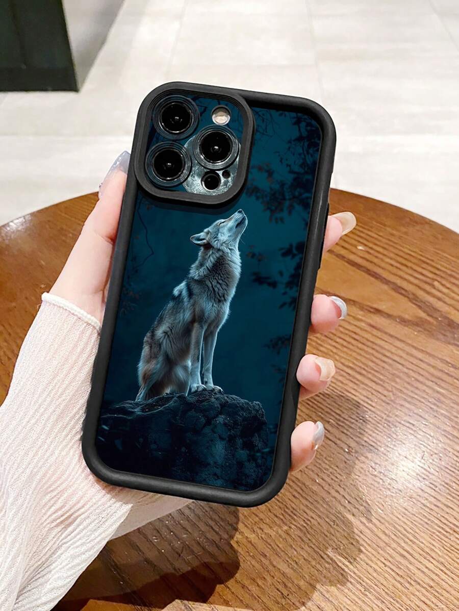 1 pieza Funda antideslizante de lobo aullando compatible con Iphone/Galaxy/Infinix/Xiaomi Redmi/OPPO/VIVO