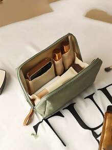 1 pieza Bolsa portátil de almacenamiento de maquillaje - Neceser de viaje con cremallera para cosméticos y artículos de aseo - Organiza y protege tus artículos de belleza esenciales para la decoración del hogar de otoño
