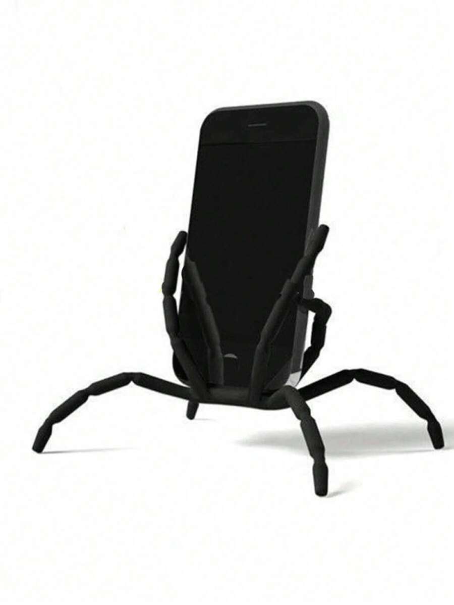 1pc Black ABS Multifunctional Spider Grip Slouchy Phone Holder, Desk Bracket For Streaming