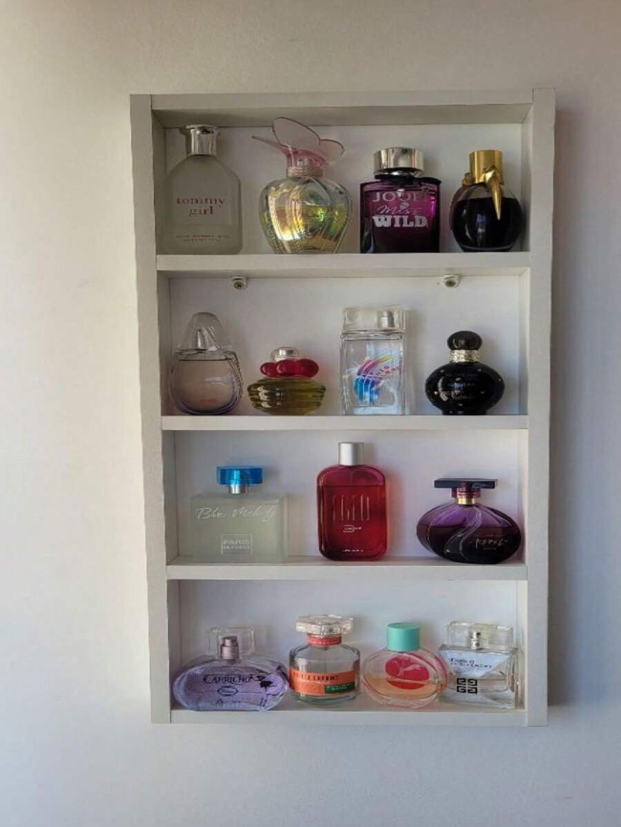 prateleira suporte para porta perfumes em mdf branco