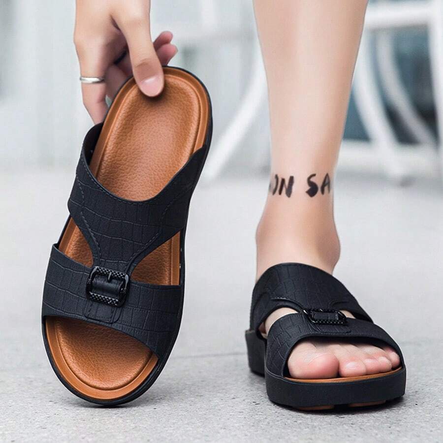 Herren Sommer Lässig Vintage einfarbige Slipper für den Outdoor Bereich, abriebfest, atmungsaktiv, rutschfest und schnell trocknend