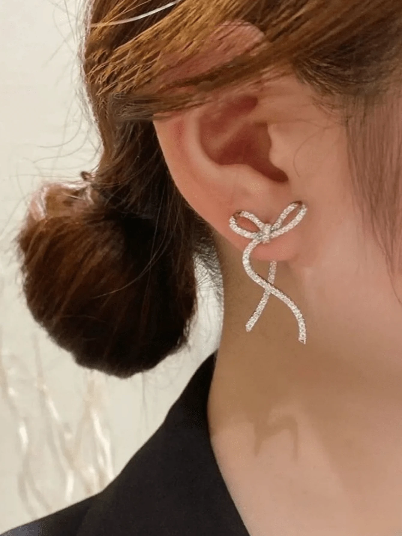 1 paire Boucles d'oreilles à tige papillon strass, port quotidien à la mode