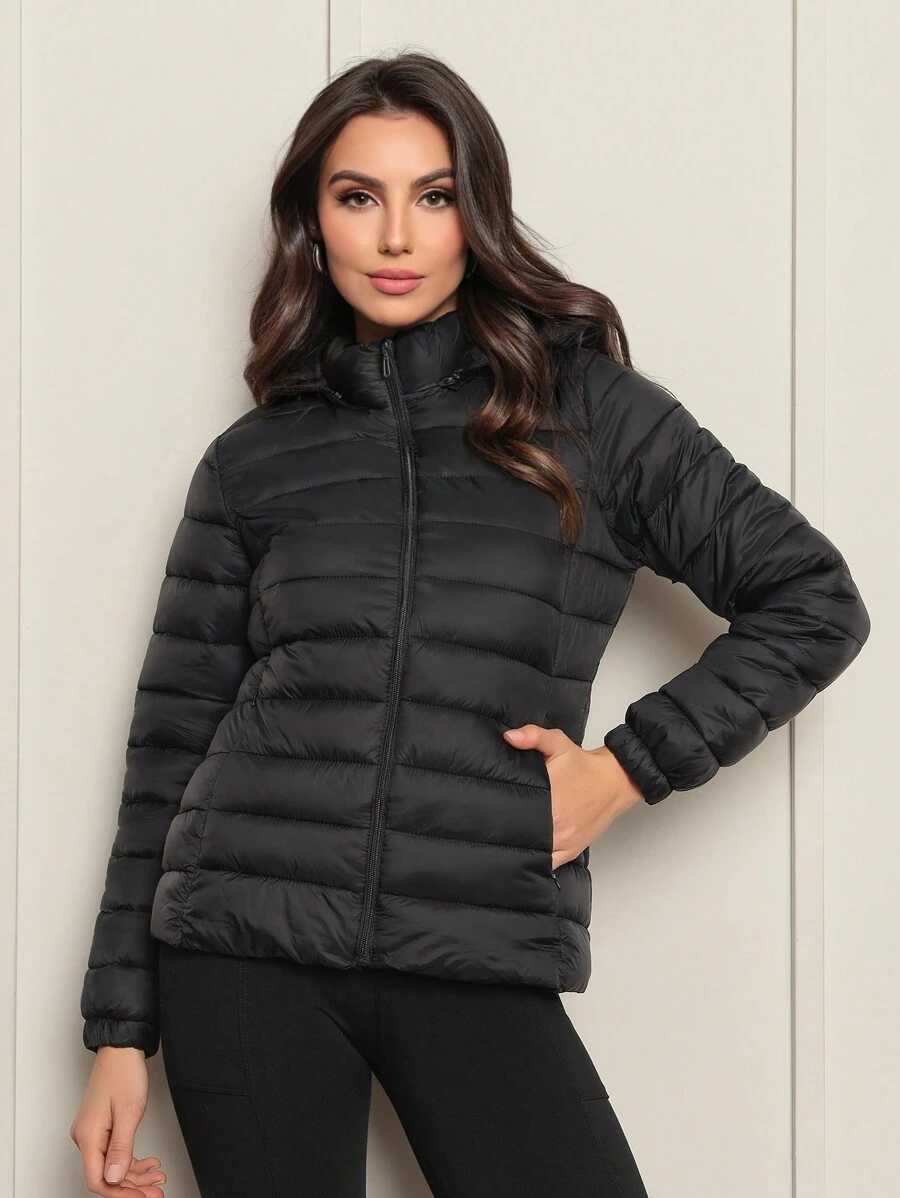 Jaqueta Feminina Puffer Gominho Bobojaco Moda Inverno Com Capuz Removível