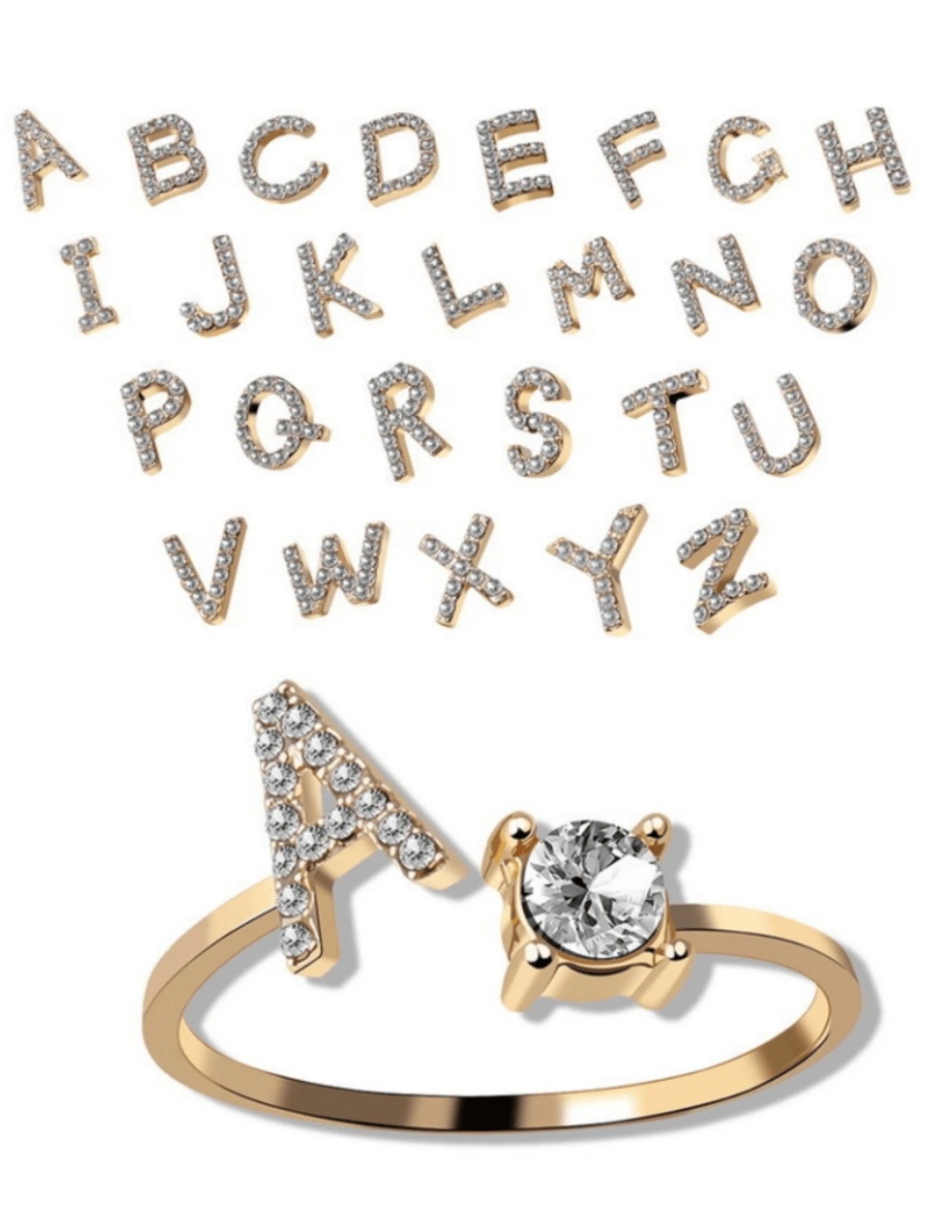 Anillos con letras ajustables para mujeres y adolescentes, anillo abierto minimalista con inicial para mujeres y hombres, anillo de letra en inglés personalizado 26, anillo de dedo delicado de acero inoxidable, regalo de pareja y amigo, accesorios de joyería de moda