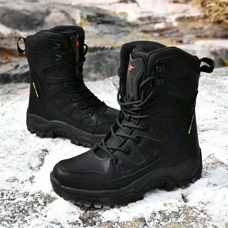 Mid-Calf Windproof Waterproof Boots For Women & Men, Fit Camping Comfortable Anti-Slip Snow Boots For Outdoor Hiking, Large Size