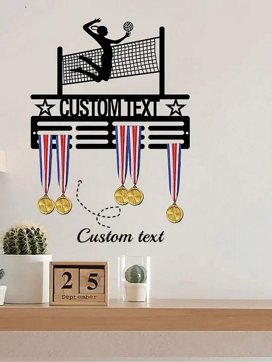 Uma Medalha de Ferro Arte de Parede Personalizada Vintage Suporte de Medalhas de Metal Jogador de Voleibol Motocicleta Corrida Medalha Suporte de Exibição de Medalhas de Bailarina é a Escolha Perfeita para Presentes de Equipe e Decoração Doméstica Decorativa, Dia dos Namorados, Decoração do Dia dos Namorados