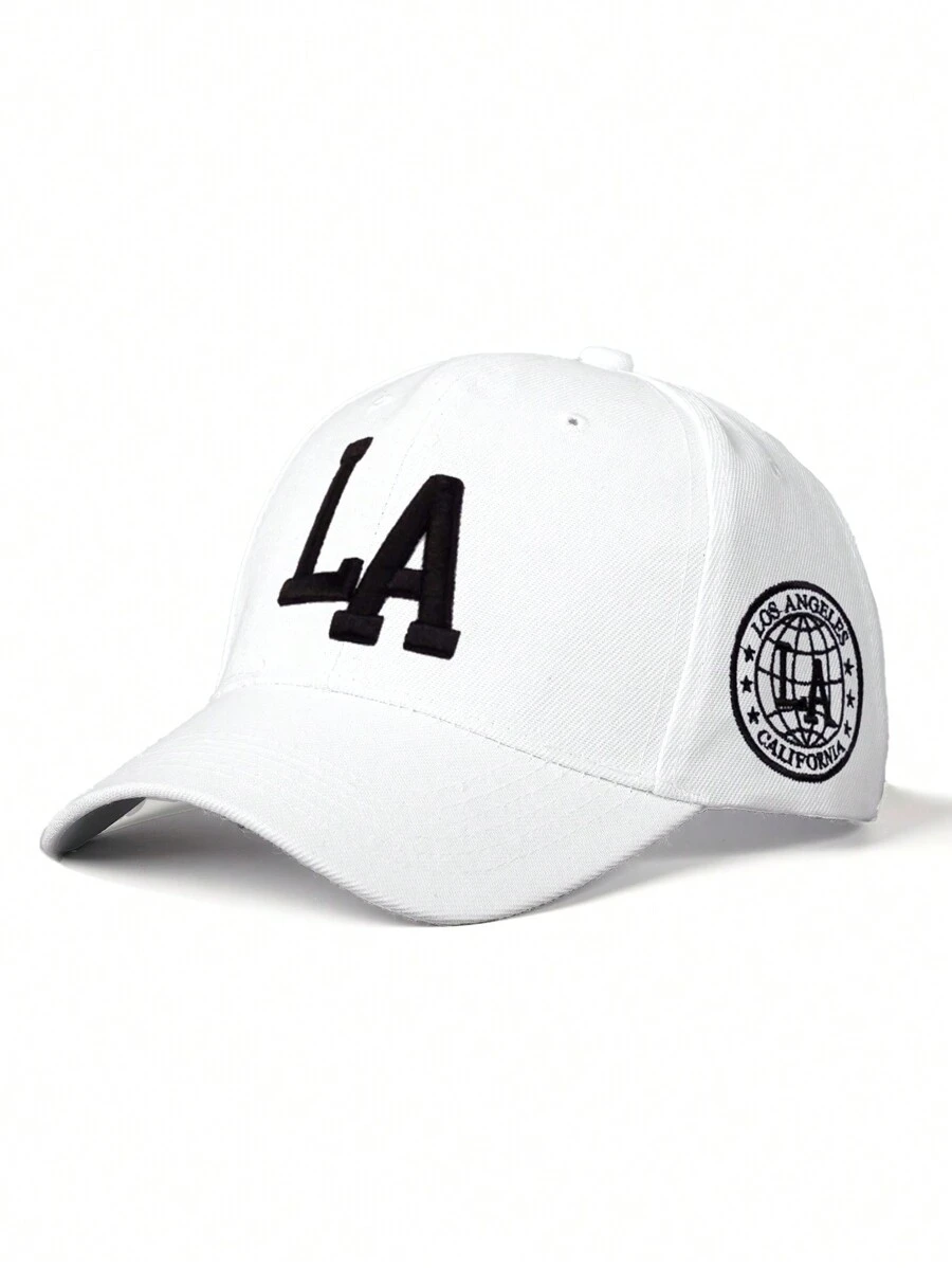 1 pieza Gorra de béisbol con gráfico LA bordado, sombrero visera suave para exteriores, ala ajustable para hombres y mujeres, primavera otoño viaje playa resort, estilo Y2K