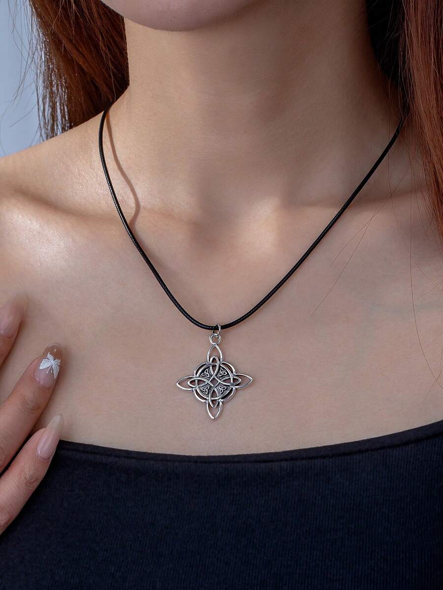 1 pièce Collier pendentif à nœud celtique minimaliste vintage, convient pour le port quotidien des femmes