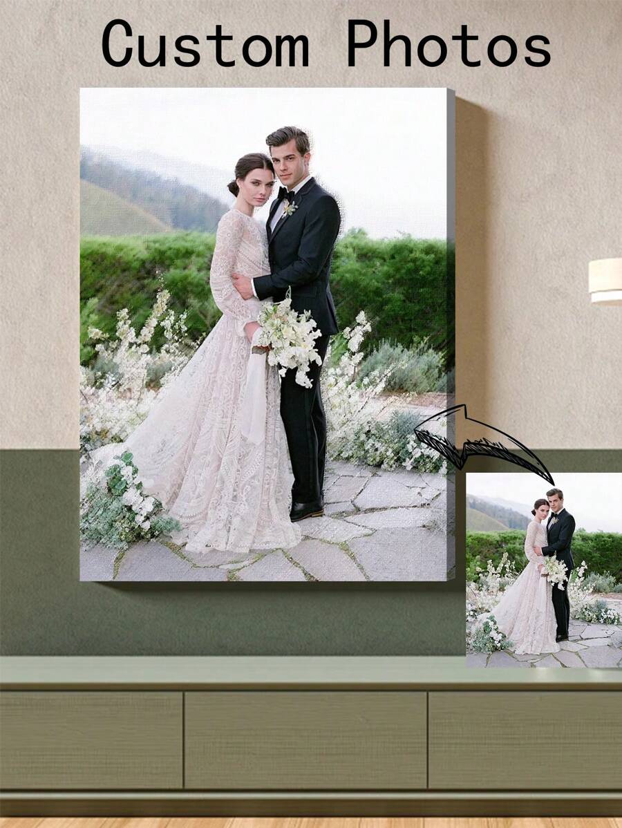 1 pièce Affiche sur canevas photo personnalisée avec cadre en bois DIY ou sans cadre, impression personnalisée de votre photo sur canevas, décoration murale à accrocher, cadeau pour les couples, anniversaires pour petite amie, petit ami, épouse, mari, mère, père, anniversaire, remise des diplômes, Slow Summer Living