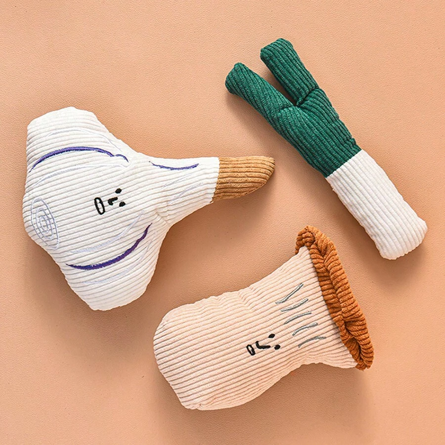 Brinquedos de Pelúcia em Formato de Alho, Cogumelo, Cebola, Brinquedos de Entretenimento para Cachorros, Brinquedos com Apito, Brinquedos de Companhia para Cachorros