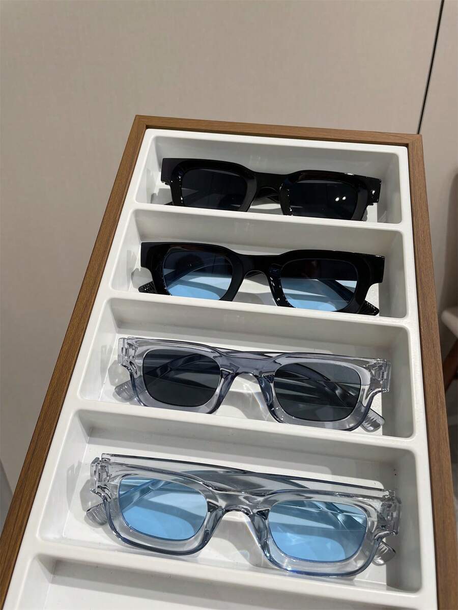4 pièces Lunettes de soleil carrées pour hommes, accessoires de mode pour la rue et la plage. Idéal pour l'été, la plage, les vacances, l'extérieur et les voyages.