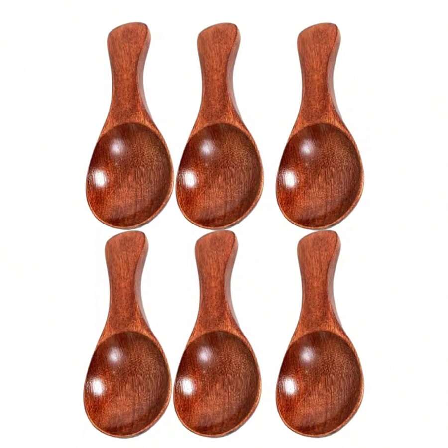 FFXK 1/6 Stücke Premium Mini Holzlöffel - 8,1 cm kleine Löffel für Gläser, Eis und Joghurt, Holzschieber für Behälter, Küche, Weihnachtsgeschenk