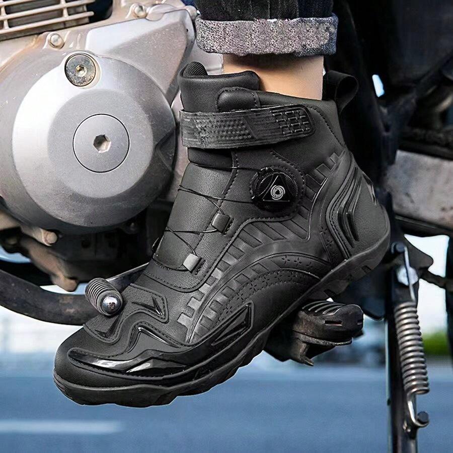Men's Professional Sport Competition Outdoor Motorcycle Boots High-Top Wear-Resistant Anti-Collision Anti-Skid Male Athletic Sneakers