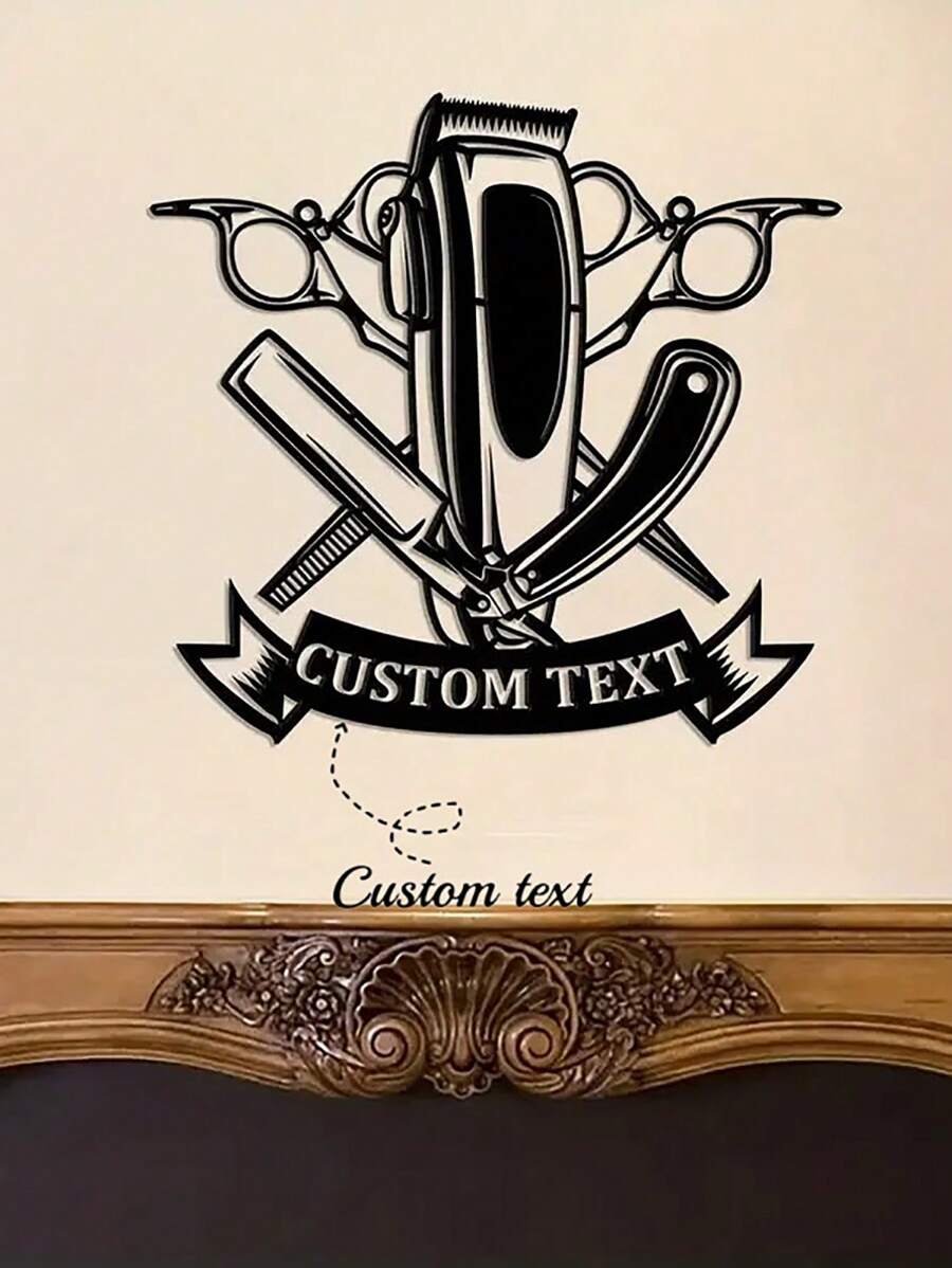 Logotipo de Parede de Metal Vintage Personalizado para Barbearia, Etiqueta de Nome de Barbeiro, Rótulo de Metal Personalizado para Barbearia, Arte de Parede de Metal para Salão de Beleza, Decoração de Parede da Barbearia, Presente para Cabeleireiro, Dia dos Namorados, Decoração do Dia dos Namorados
