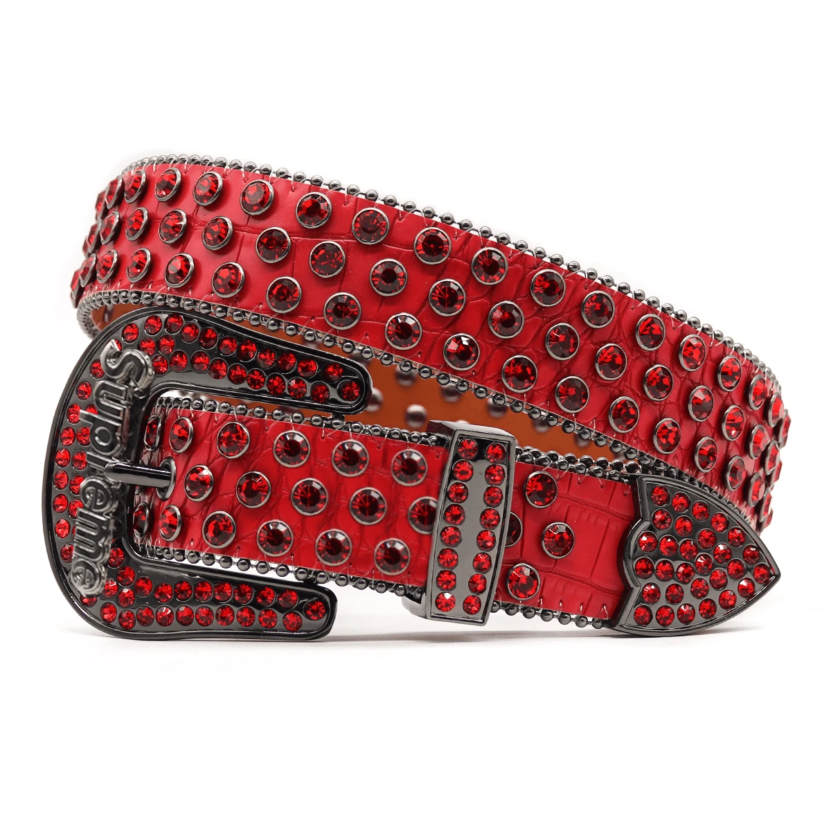 Punk Rock Rode Western Strass Riemen Mannen Vrouwen Unisex Western Cowboy/Cowgirl Riem Met Sprankelende Hip Hop Strass Riemen - Punk Y2K Stijl, Perfect Voor Jeans & Jurken