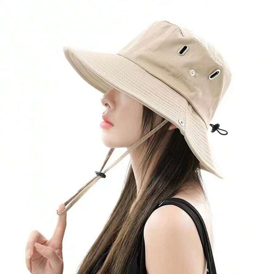 1 pièce Chapeau d"été unisexe multicolore pour l"extérieur, respirant et protection contre les UV pour la pêche, la randonnée, les voyages et le style cowboy avec un grand bord, décontracté