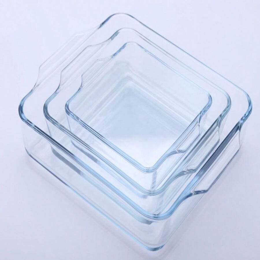 1pc Square Baking Dish, High-Borosilicate Heat-Resistant Lead-Free Glass, For Salad, Dessert, Baking Oven And Microwave