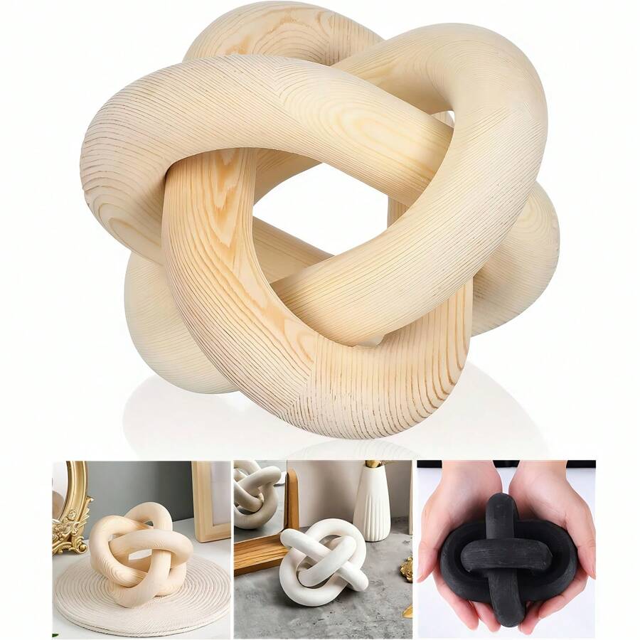 Wooden Crafts 3-Ring Chain Decoration, Farmhouse Decor Motel Hanger Photo Props, Modern Coffee Table Decor, Bookshelf Aesthetic Accent, Home Living Room Bedroom Decor, Gift Idea Birthday Gifts Graduation