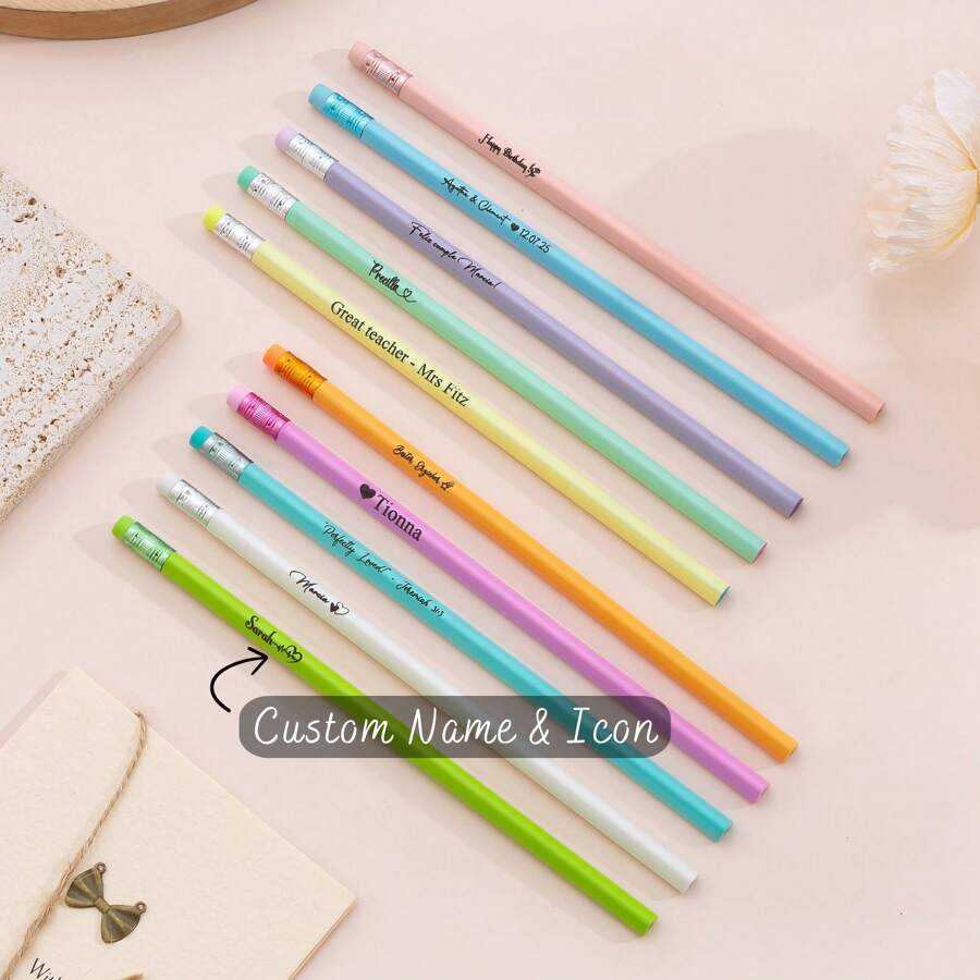 5 Pcs Custom Pencil,Personalized Triangle Pencil Gift For Student,Engraved Bulk Pencil,Bridesmaid Gift,Gift For Teacher Student,Back To School Gift, Birthday Gift Back To School