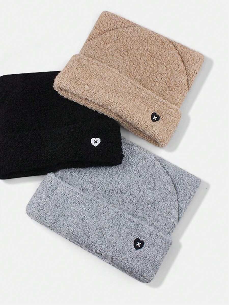 1 pezzo Berretto lavorato a maglia con orecchie di gatto imbottite e ricamate da donna, alla moda, casual e carino per uso quotidiano
