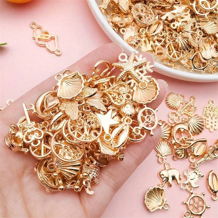 20/30/50 قطعة من الإكسسوارات المعدنية المطلية بالذهب لتصنيع المجوهرات DIY للسوار والعقد