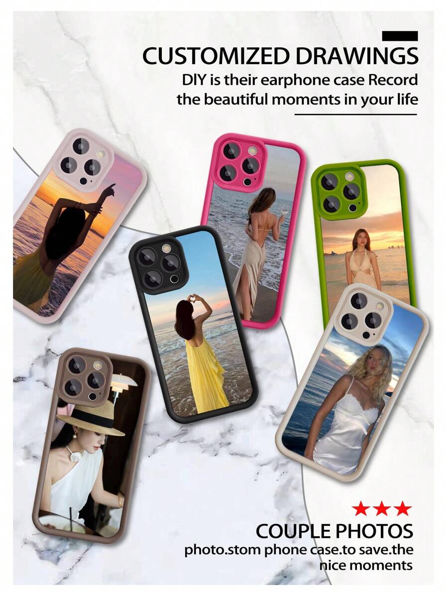 1 peça Capa de Telefone Personalizada Compatível com Apple iPhone 15, 14, 13, 12, 11 Pro Max, Proteção de Tela Completa, Material de Silicone, Design de Padrão Personalizado, Proteção da Lente, Compatível com iPhone 7 Plus, XR, XS Max