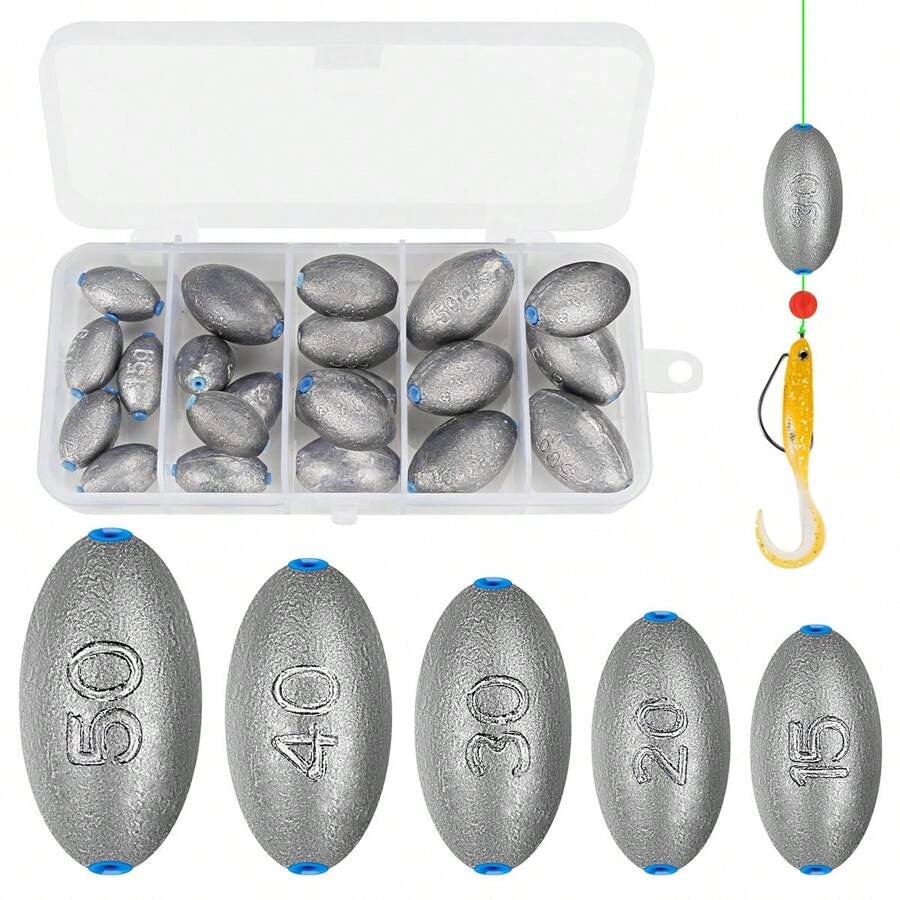 Egg Lead Fishing Weights Kit Drop Bass Weights Sinker Tackle Saltwater Casting Fishing Sinkers Set Oval Freshwater