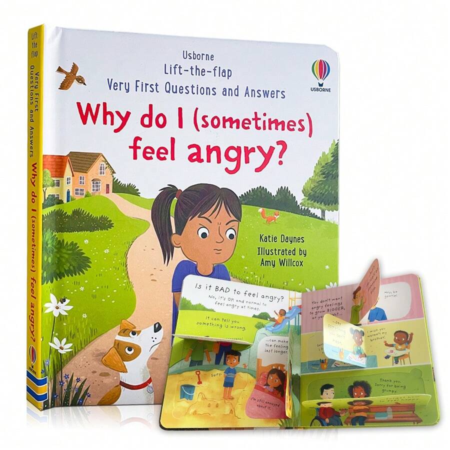 Usborne Lift -The-Flap Very First Questions & Answers Why Do I (Sometimes) Feel Angry? Science Popularization Cognitive Book Educational 3D Cardboard Bedtime Reading English Books For Children