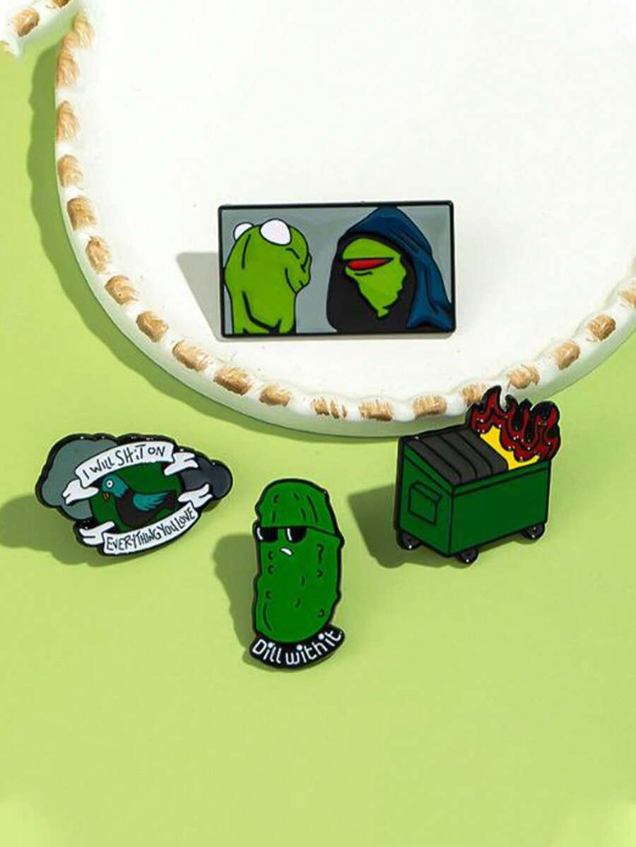 1 pièce Broche en alliage de zinc - Kermit le méchant, poubelle, pigeon, style de rue abstrait