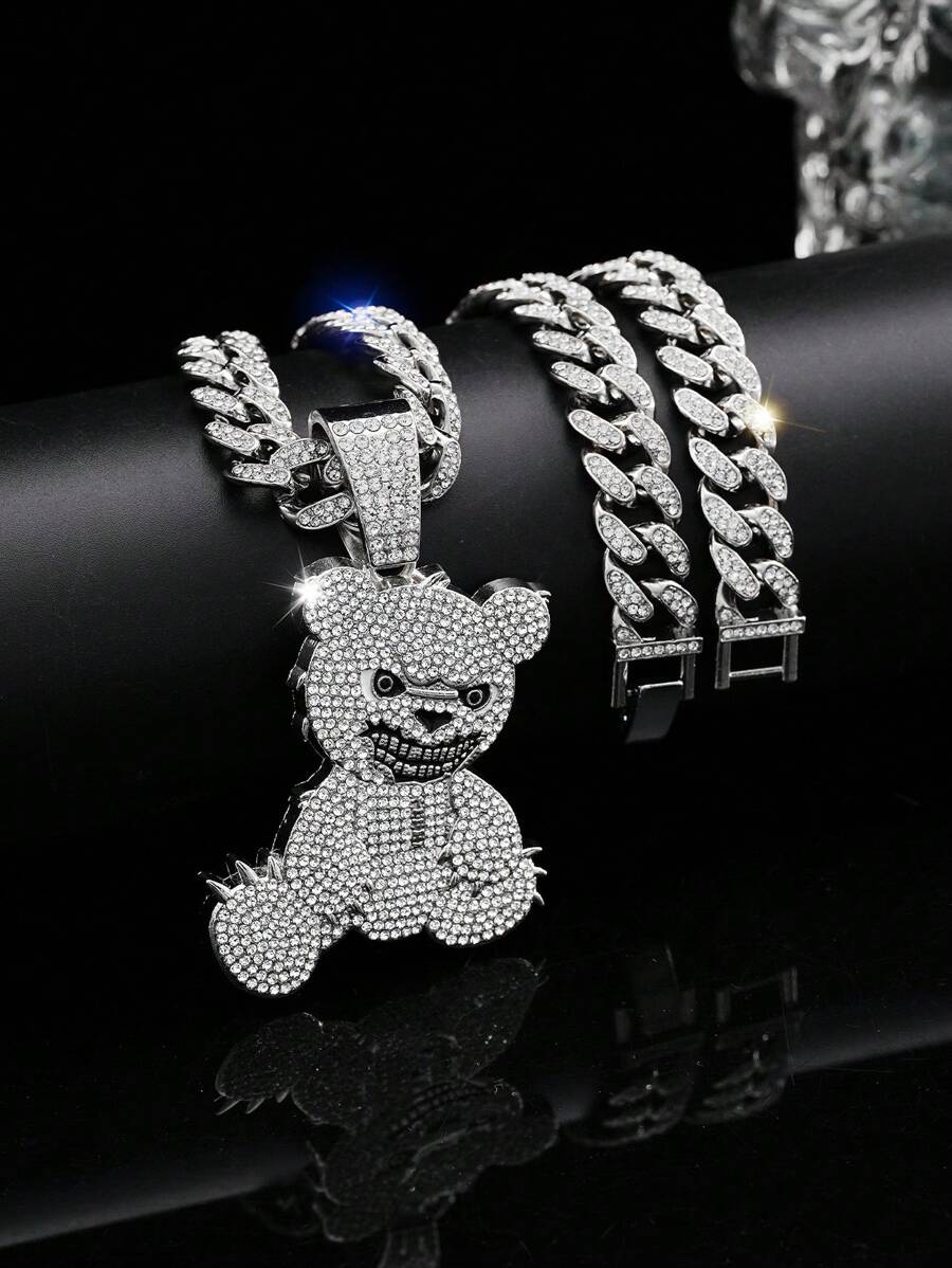 1 Stück Hip Hop Miami Männer Bären Anhänger Halskette, Ketten Punk Schmuck