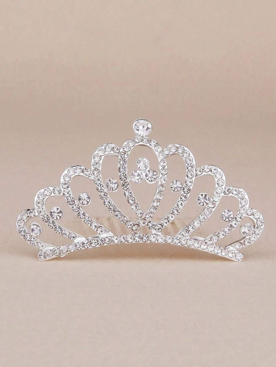 1pc Girls Birthday Gift Crystal Crown Headband, Children Princess Crown Hair Comb Accessory